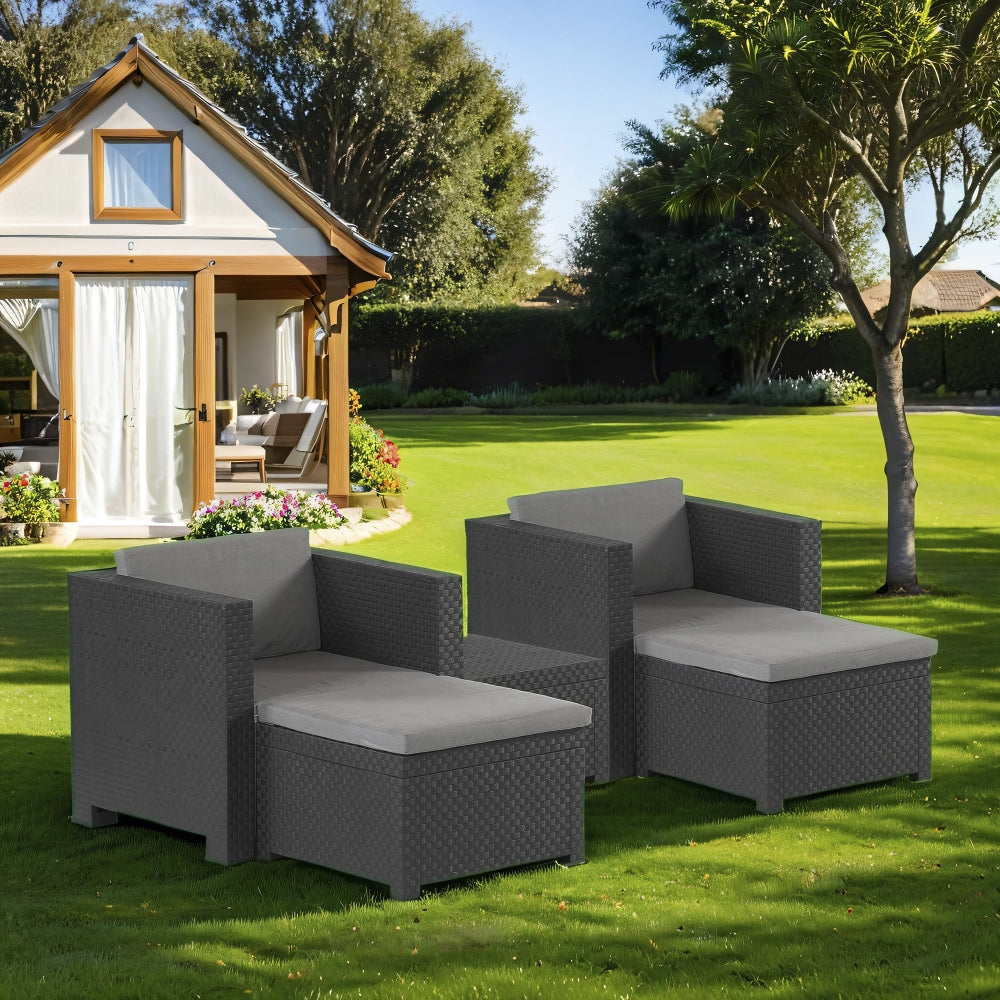 Sira Grafito Set Chairs Footstools & Table 4 Seat Rattan Garden Furniture - main product image