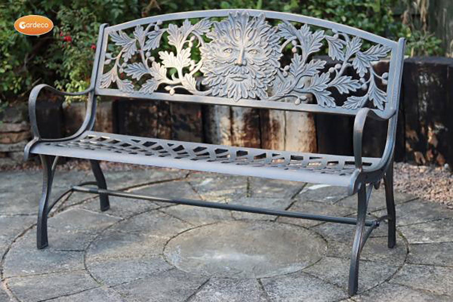 100 cast iron bench with Greenman - new improved design - main product image