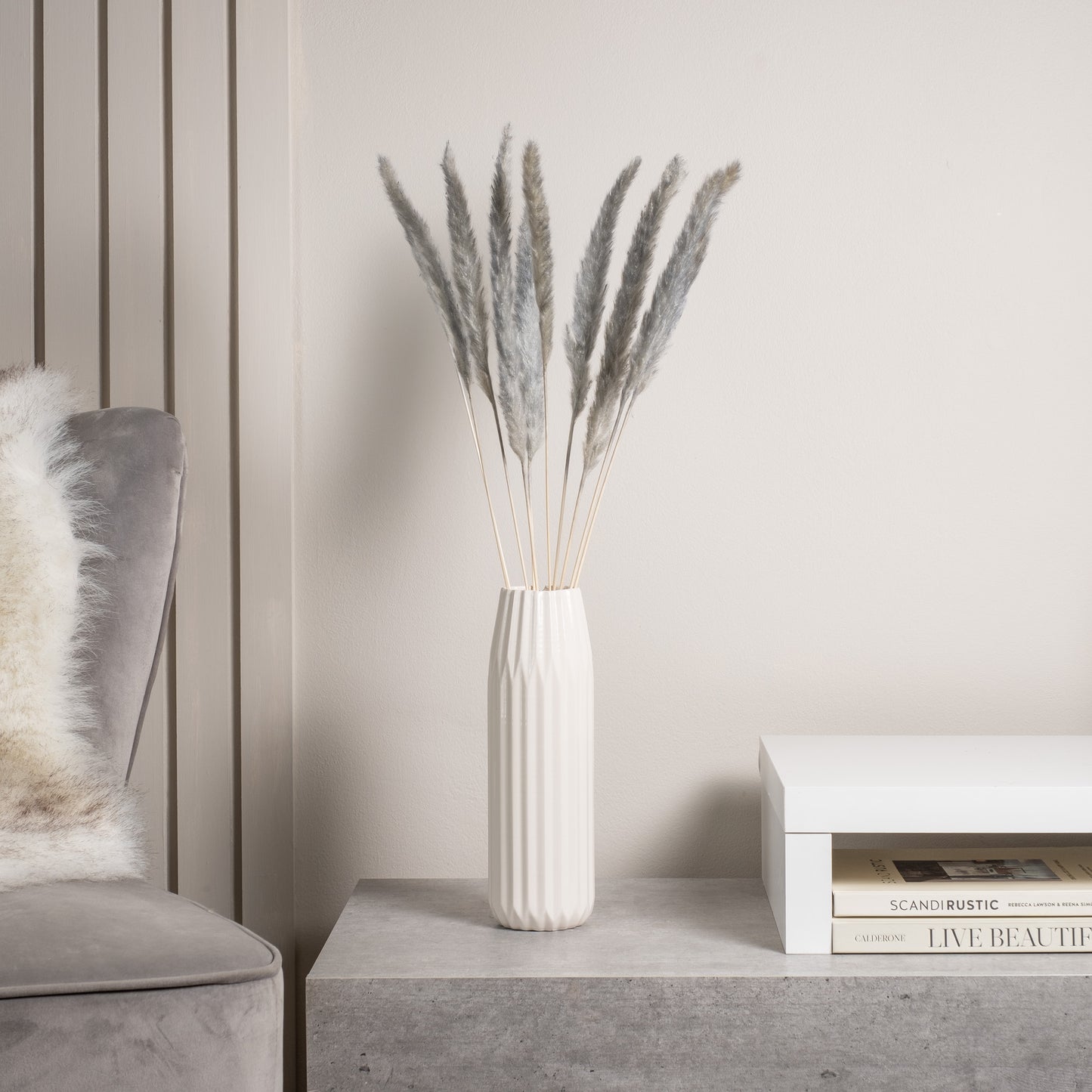 Scottish Everlastings 65-70cm Artificial Grey Pampas Grass - main product image