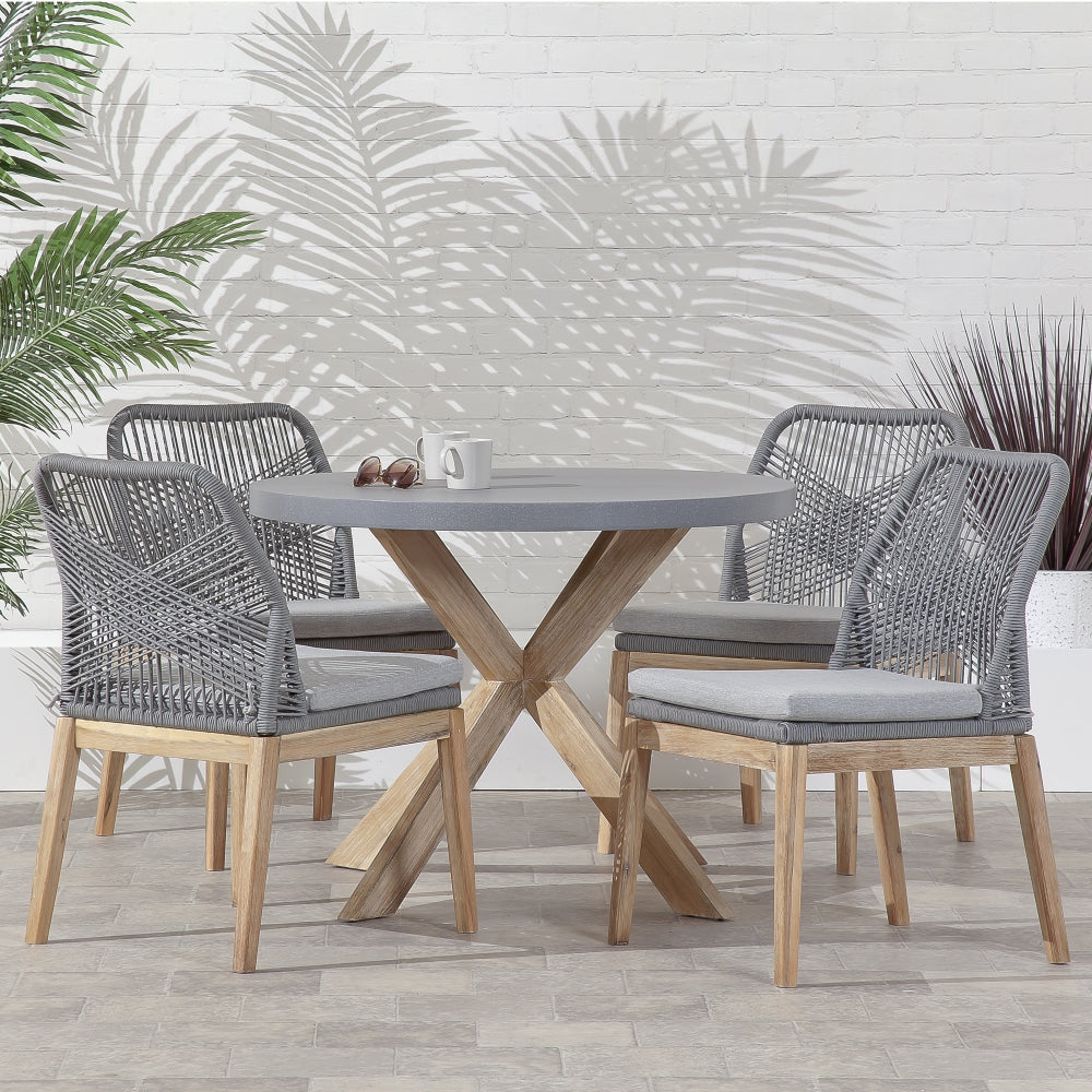 Seville Dining Set Outdoor 5 Piece with Cement Tabletop Grey Garden Furniture - main product image