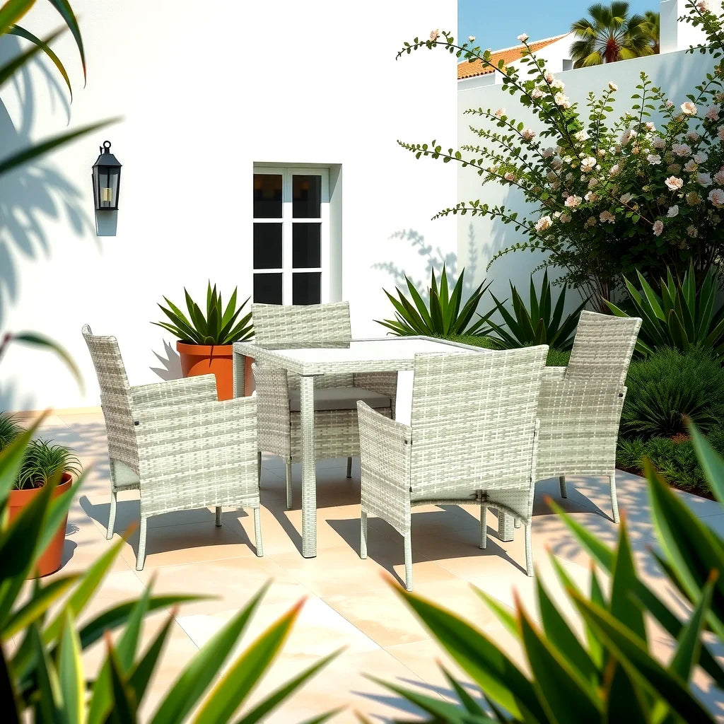 Suntime Fiji 4-Piece Grey Rattan Outdoor Dining Set - main product image