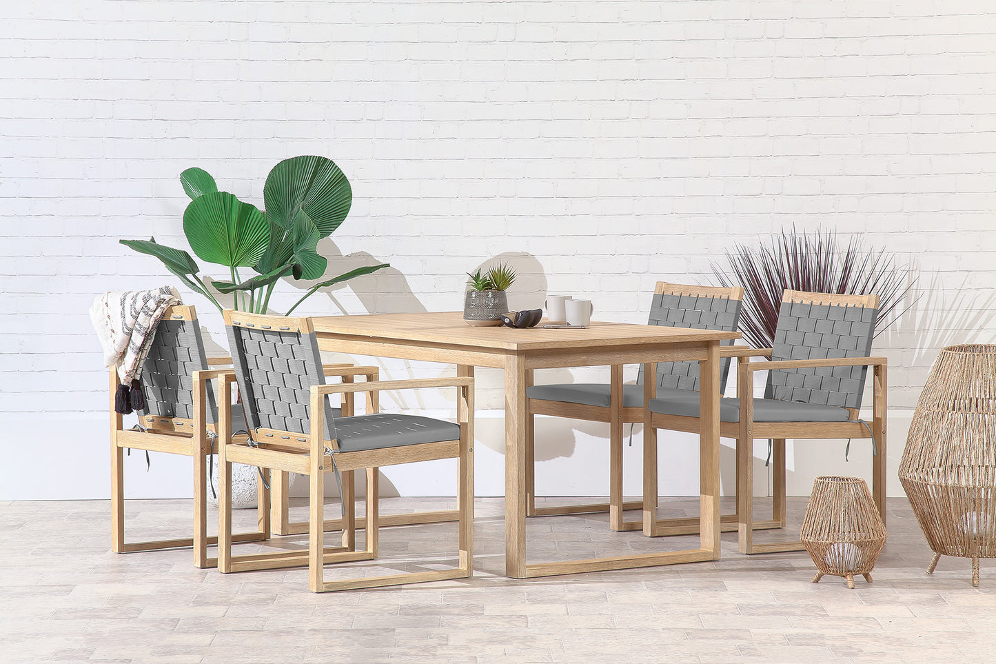 Monaco 4 Seat Dining Set Outdoor Acacia 5 Piece Garden Furniture Collection - main product image