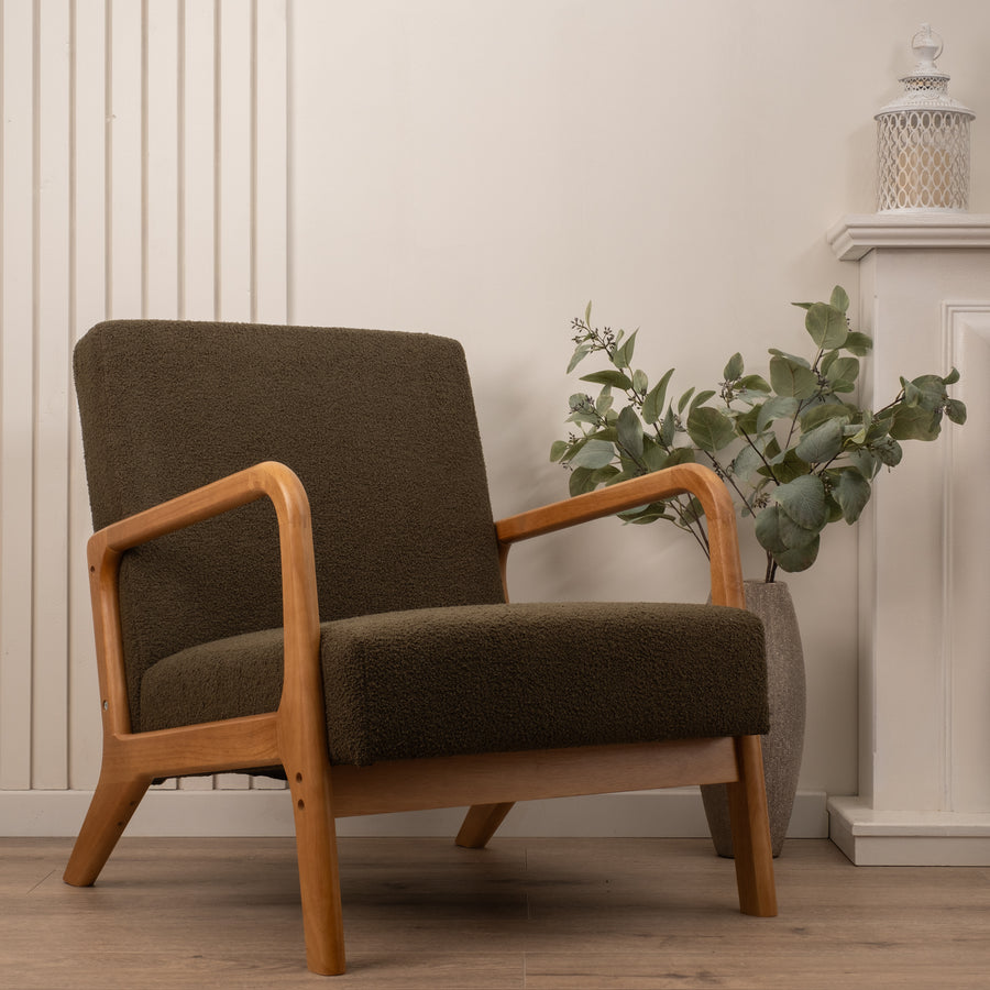 Scottish Everlastings Green Boucle Chair (Curved Arms) - main product image