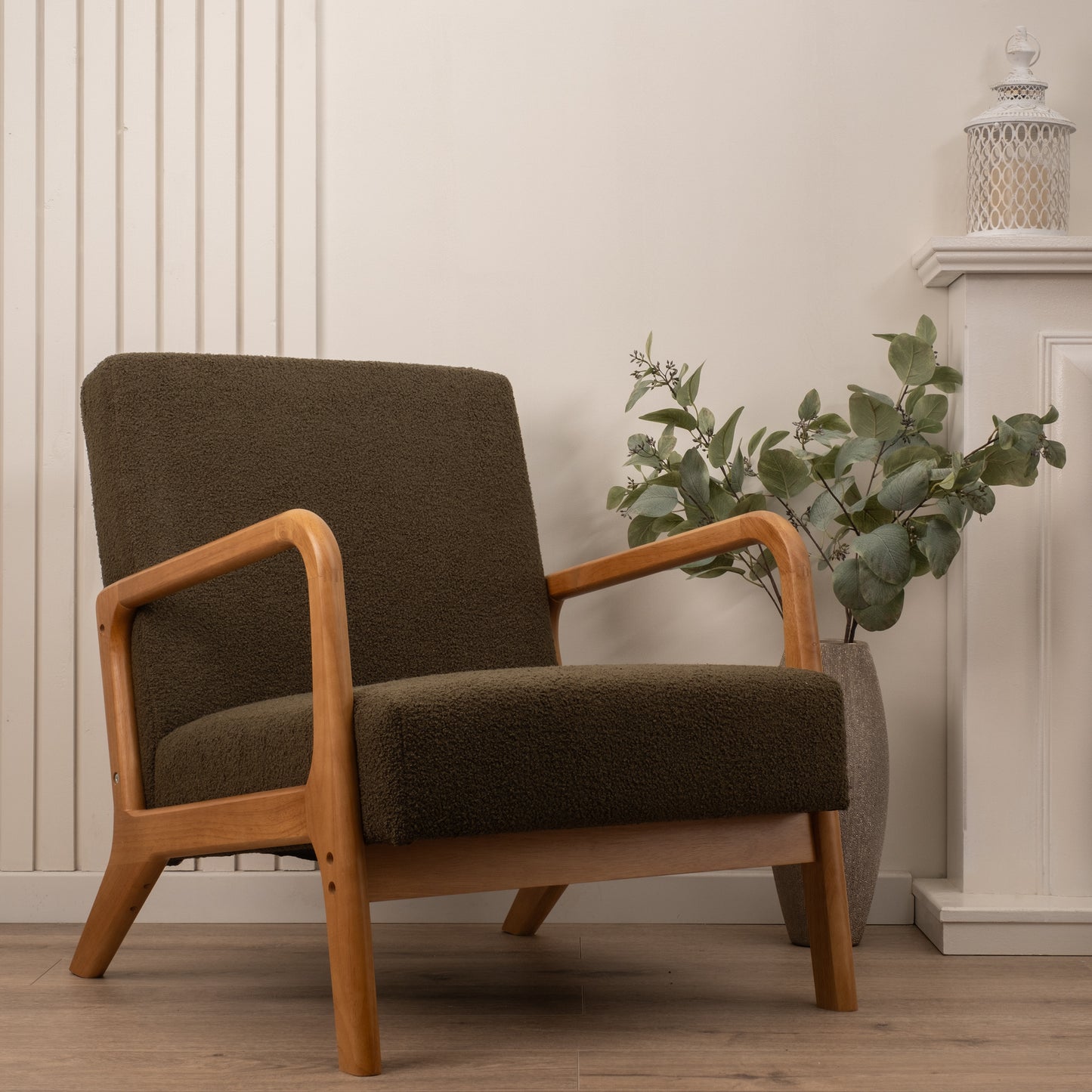 Scottish Everlastings Green Boucle Chair (Curved Arms) - main product image