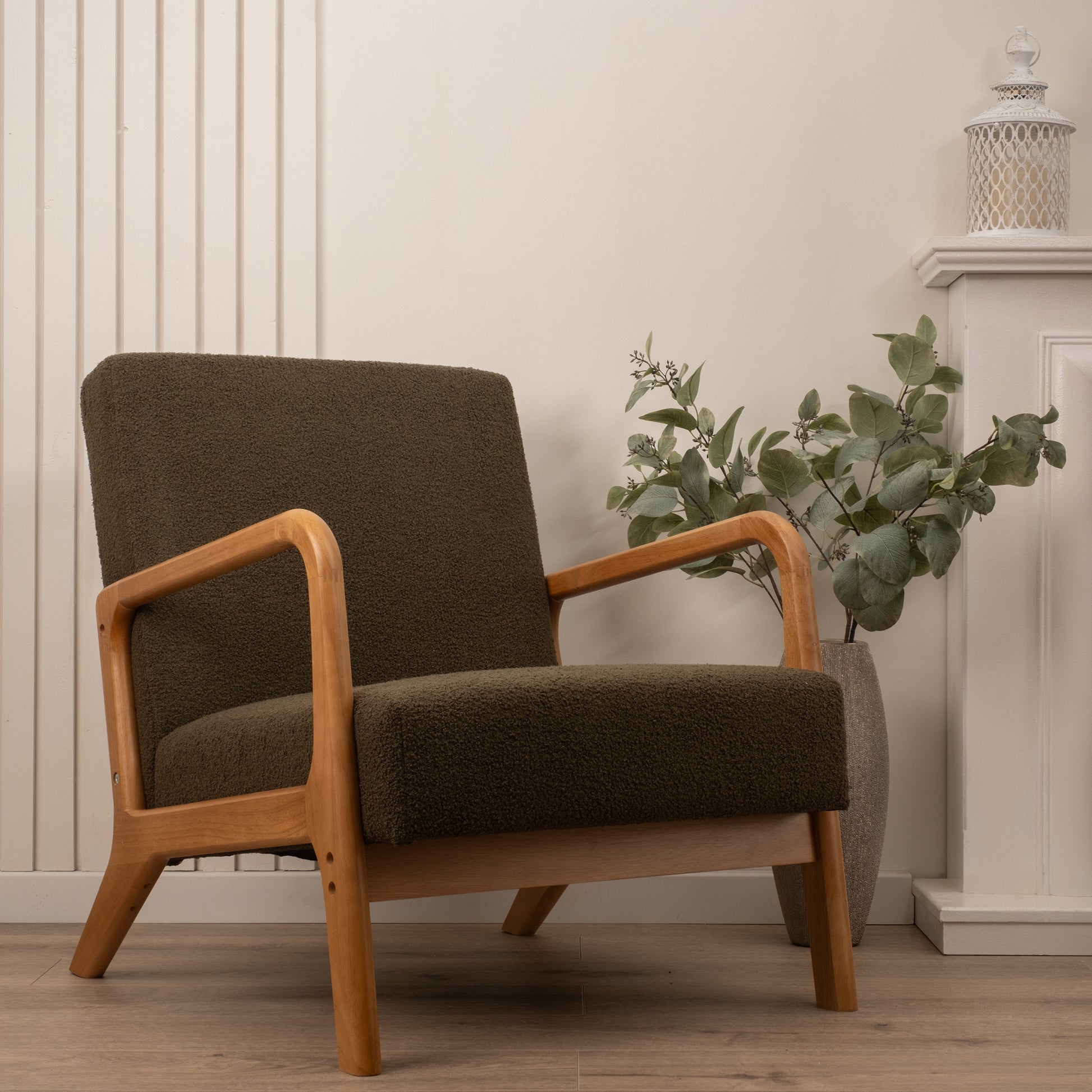 Scottish Everlastings Green Boucle Chair (Curved Arms) - main product image