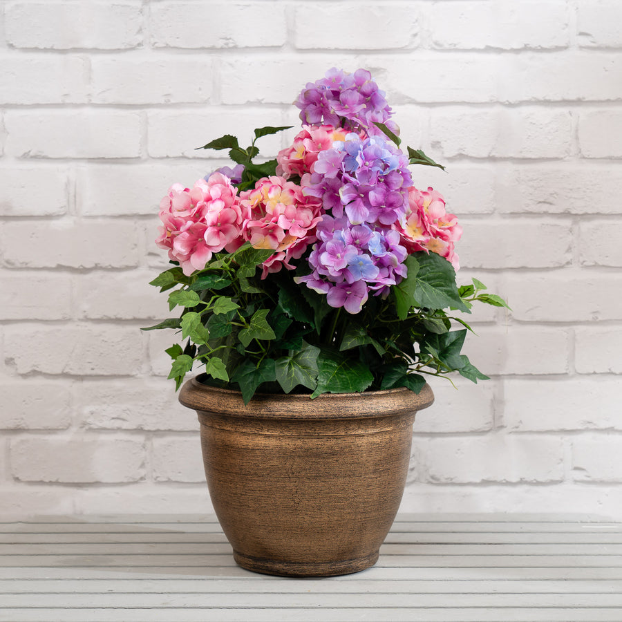 Scottish Everlastings Artificial 55cm Pink/Purple Hydrangea In Pot - main product image