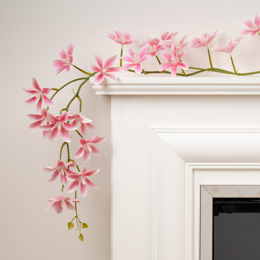 Scottish Everlastings Artificial 115cm Pink Magnolia Star Flower Garland - Pack of 2 - main product image
