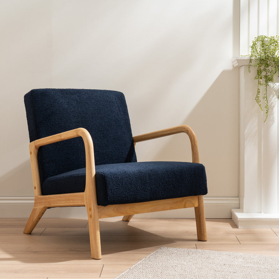Scottish Everlastings Navy Boucle Chair (Curved Arms) - main product image