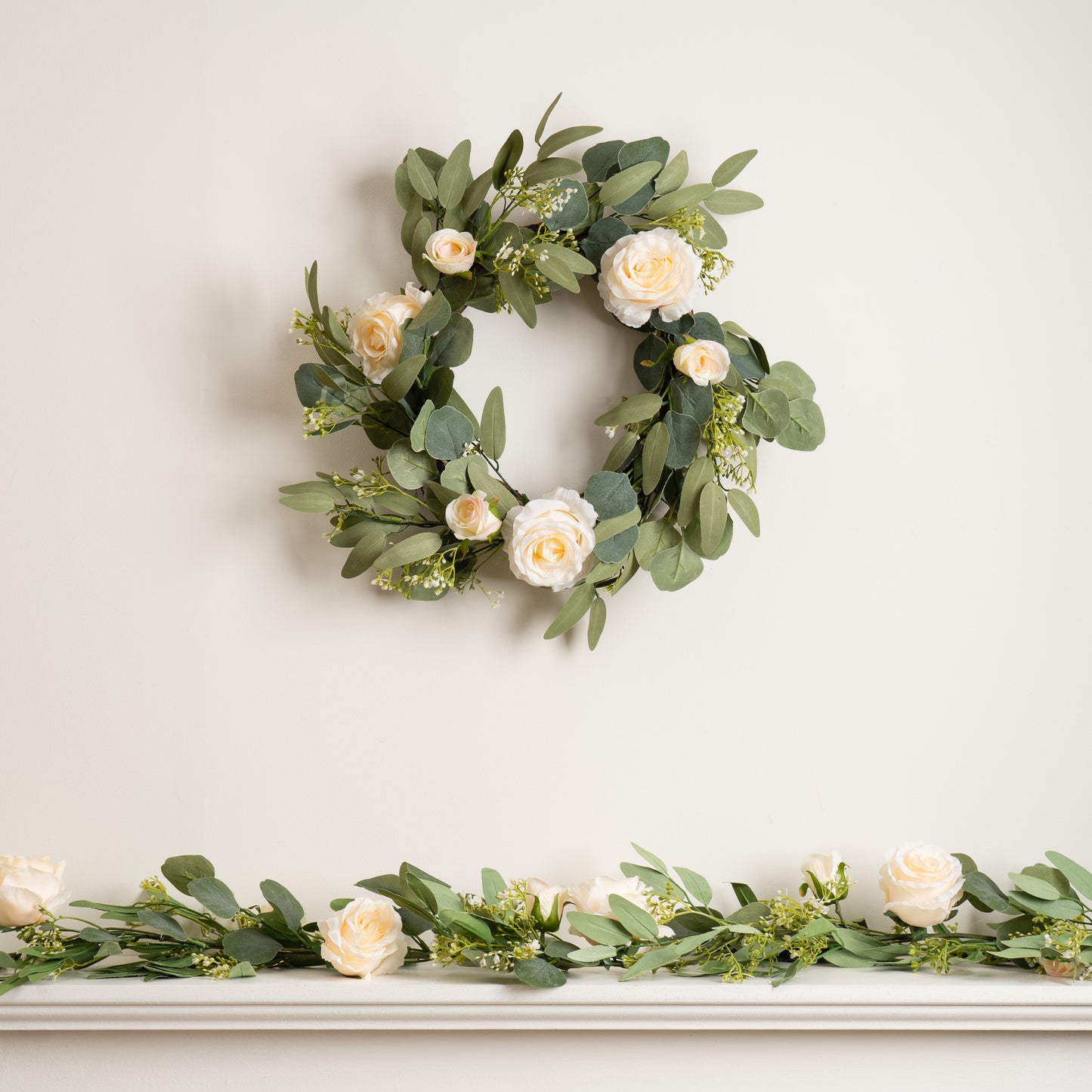 Scottish Everlastings Artificial 150cm Eucalyptus And Rose Garland - main product image