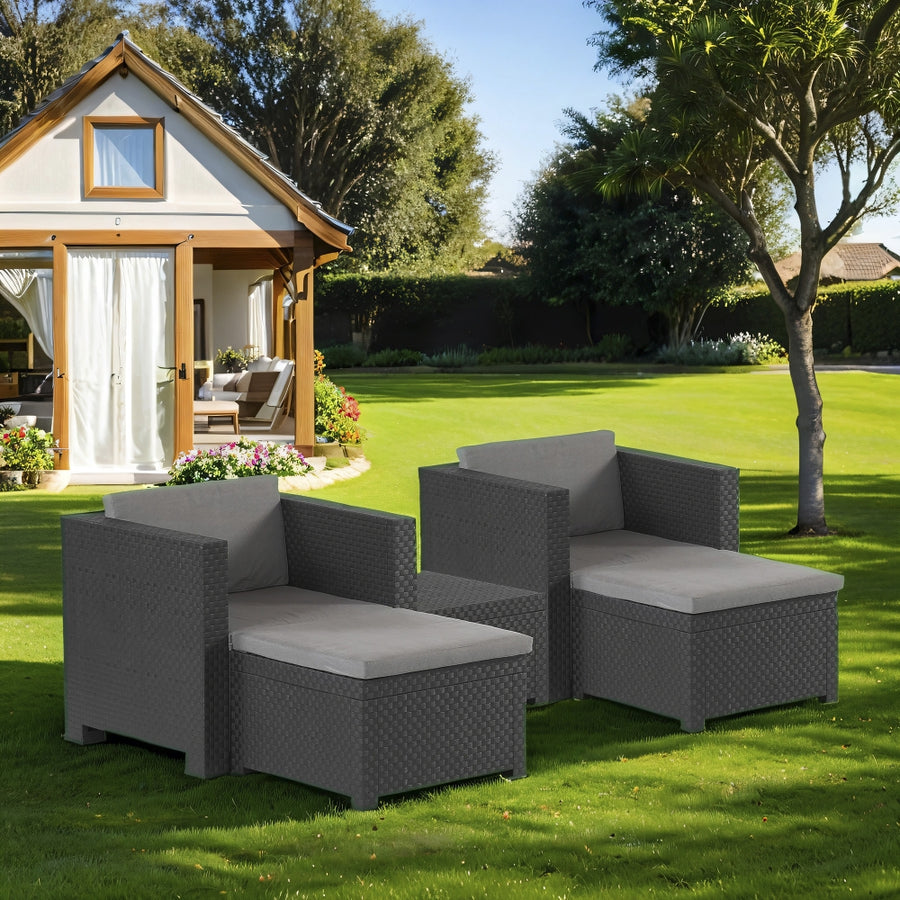 Sira Grafito Set Chairs Footstools & Table 4 Seat Rattan Garden Furniture - main product image
