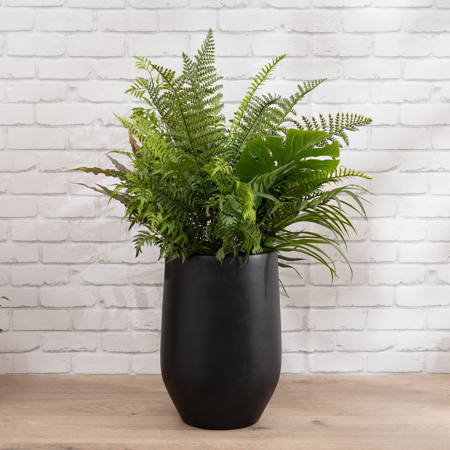 Scottish Everlastings 102cm Artificial Mixed Fern with Black Pot - main product image