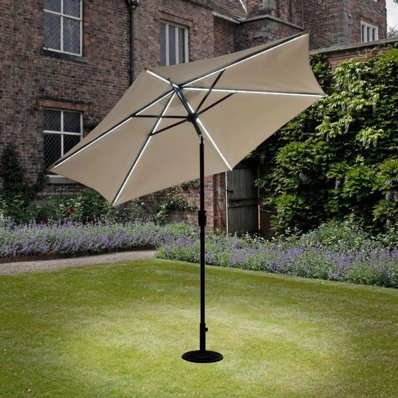 Suntime Ecru 2.7m Solar LED Garden Parasol with Tilt Function - main product image