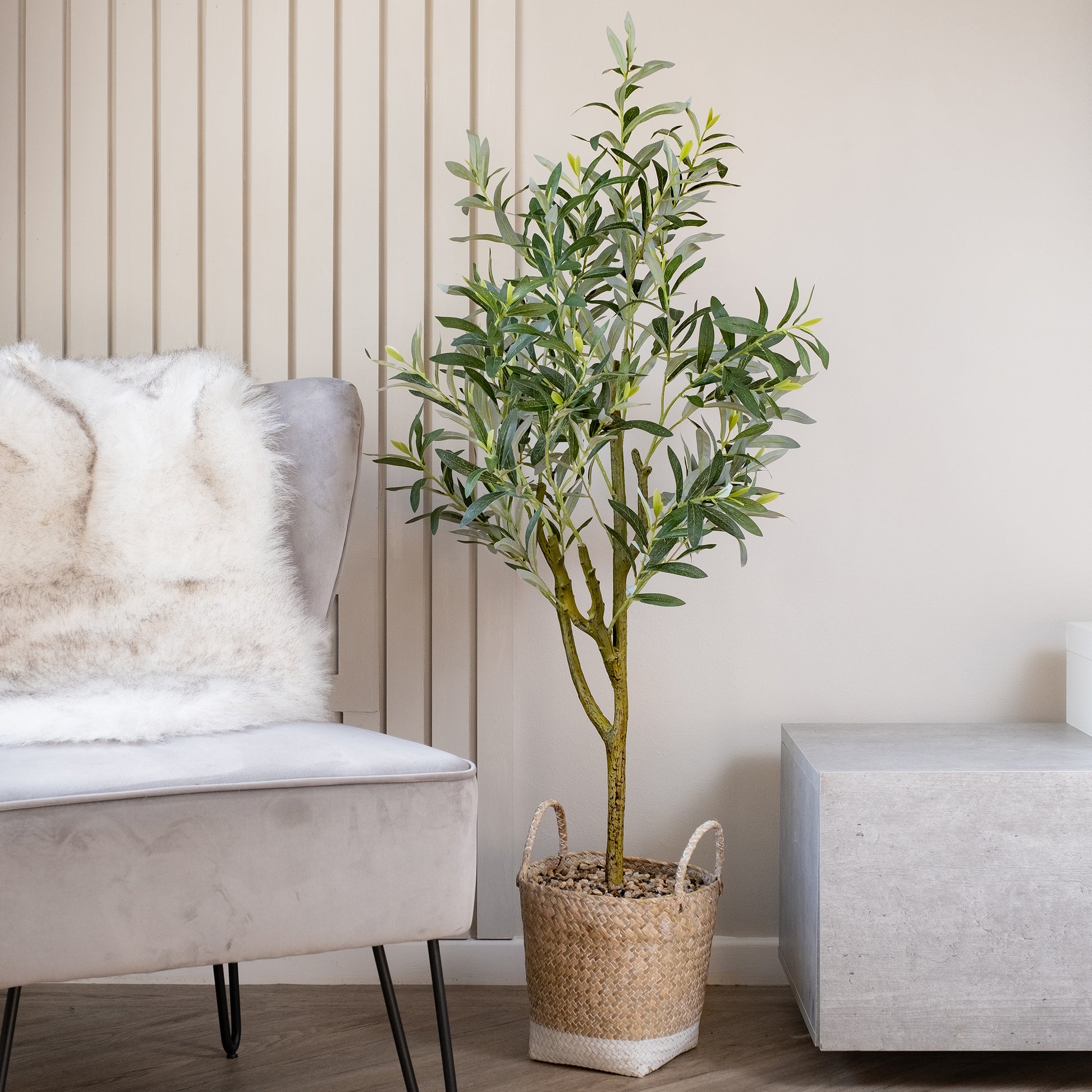 Scottish Everlastings 125cm Artificial Olive Tree in Basket - main product image