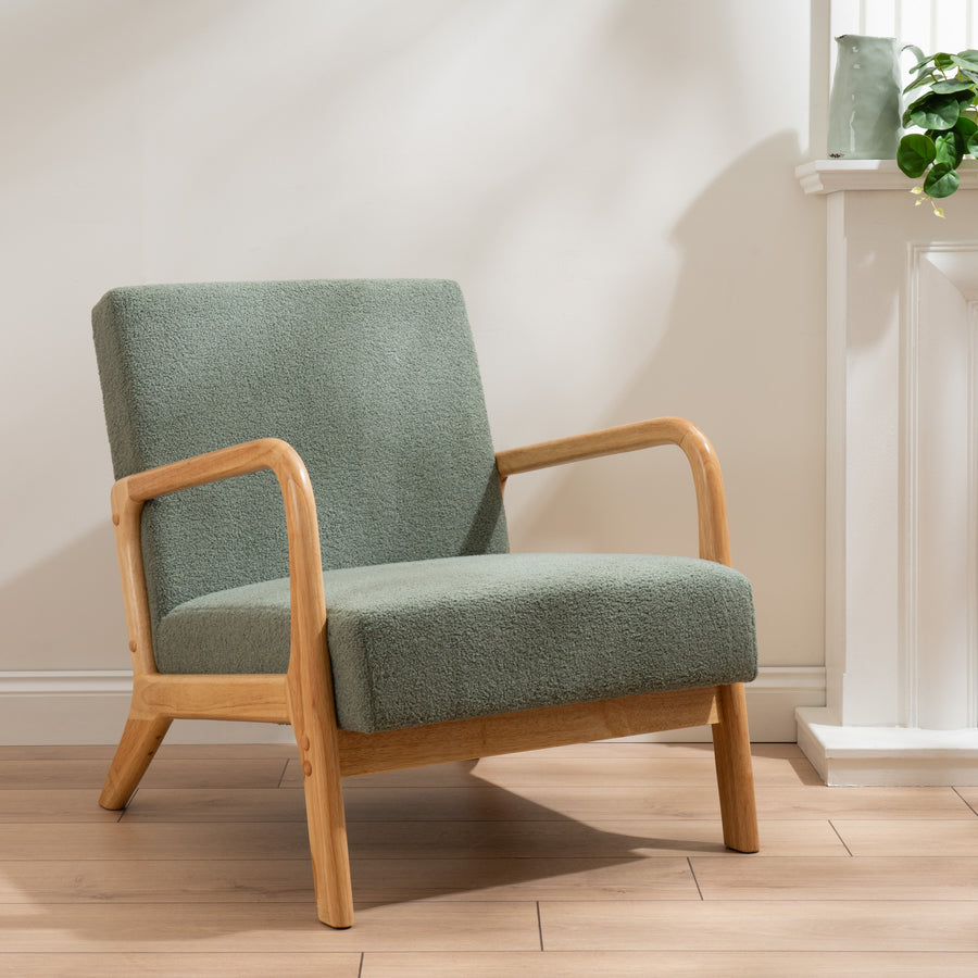 Scottish Everlastings Light Green Boucle Chair (Curved Arms) - main product image