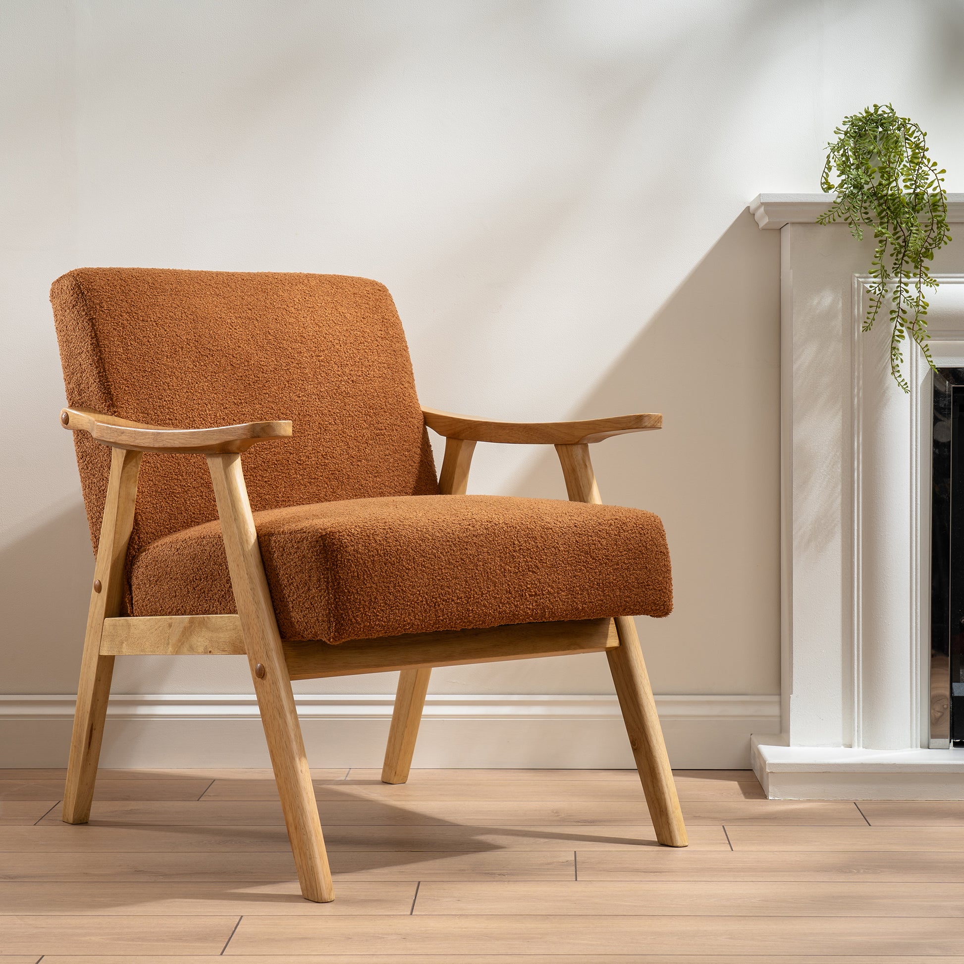 Scottish Everlastings Artificial Caramel Boucle Chair (Flat Arms) - main product image