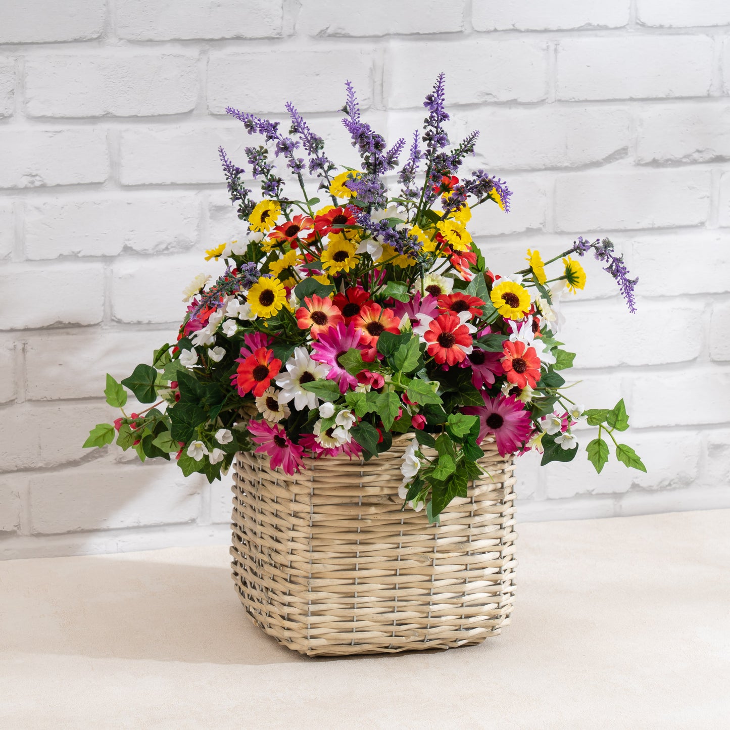 Scottish Everlastings 52cm Artificial Mixed Floral Arrangement with Wicker Basket - main product image