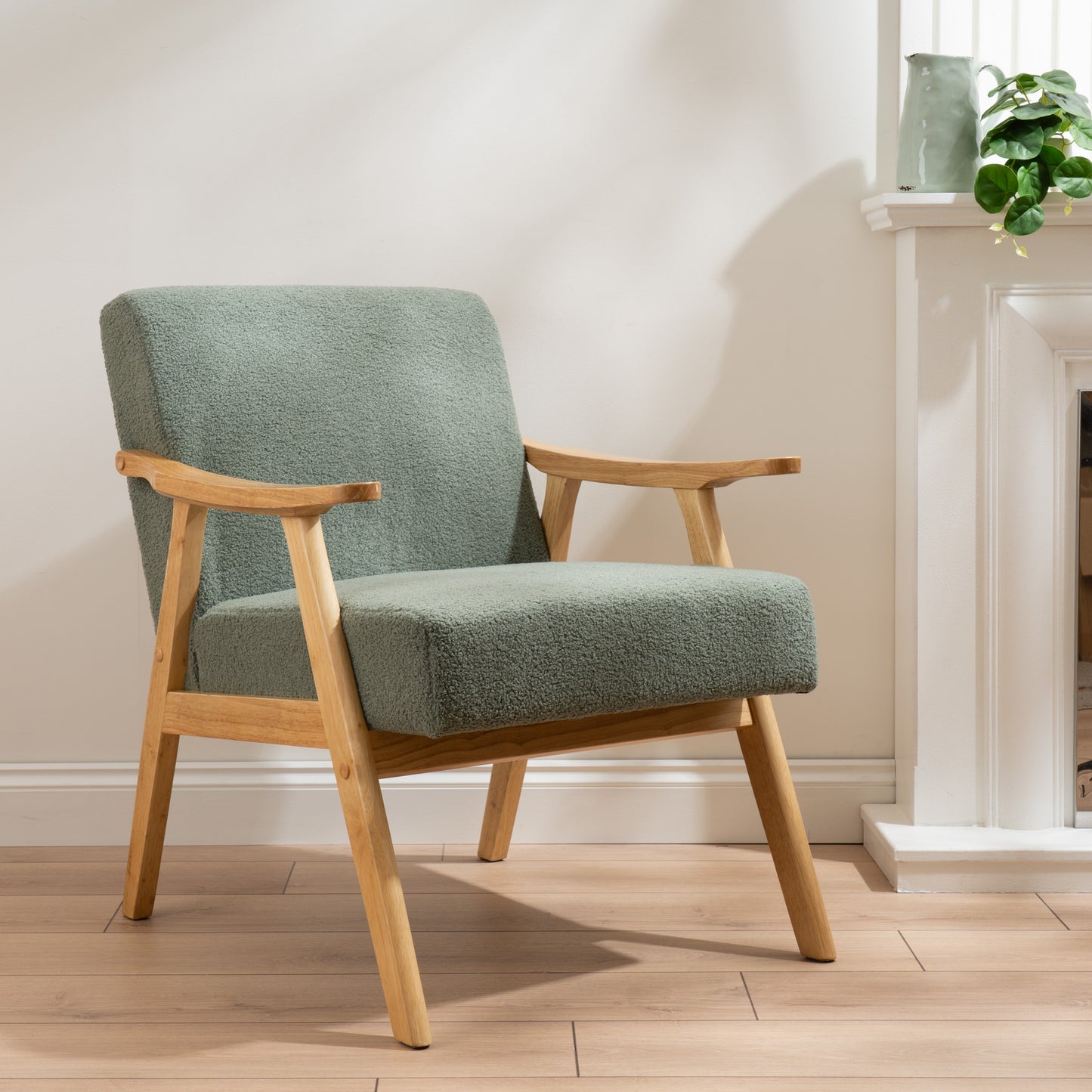 Scottish Everlastings Light Green Boucle Chair (Flat Arms) - main product image