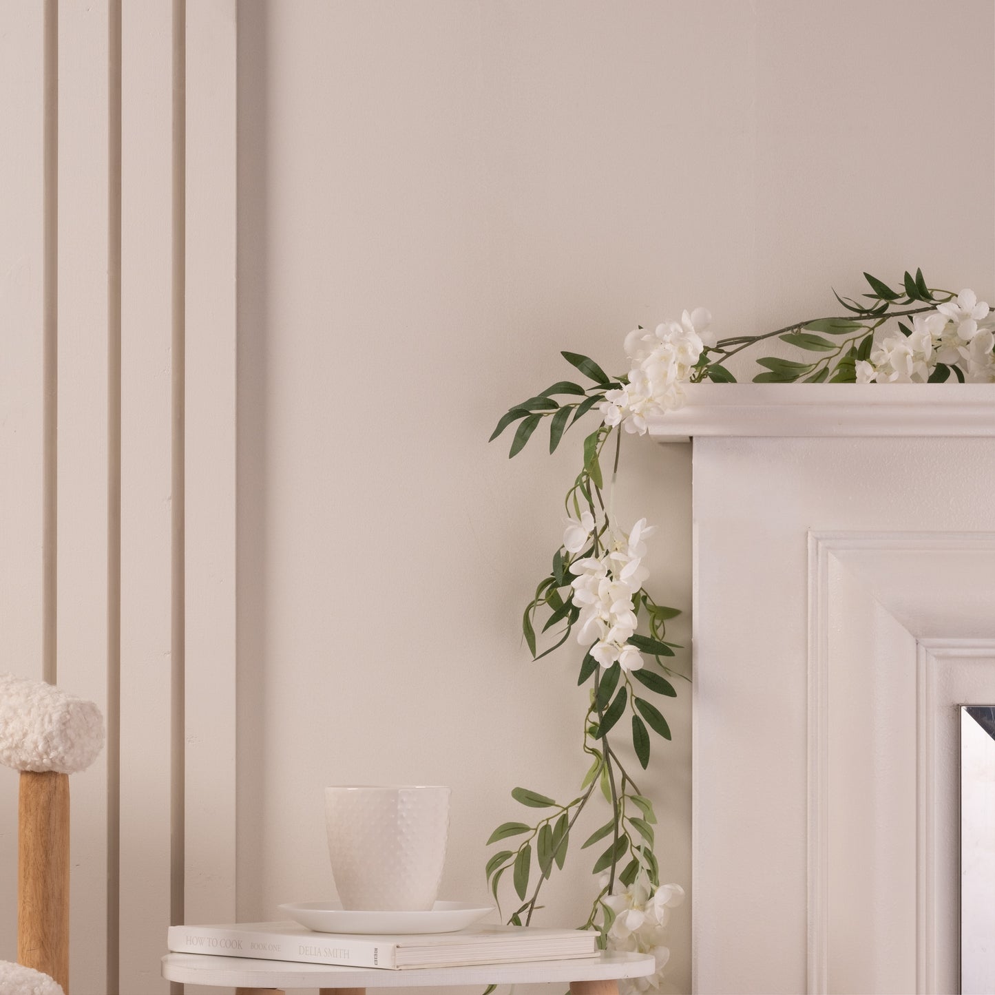Scottish Everlastings 190cm Artificial White Wisteria Garland - Pack of 2 - main product image