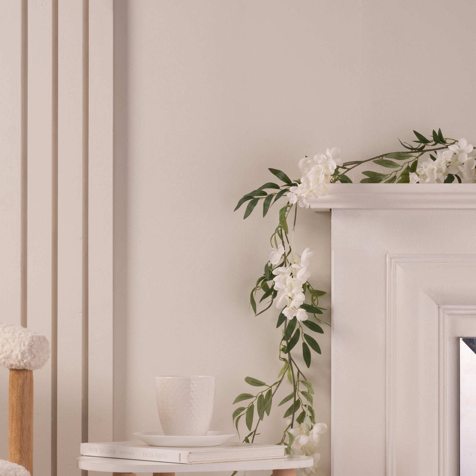 Scottish Everlastings 190cm Artificial White Wisteria Garland - Pack of 2 - main product image