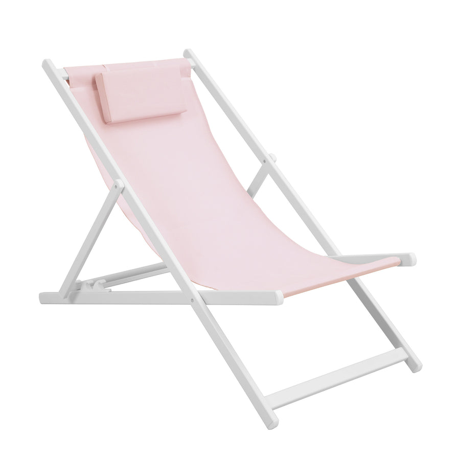 3 Position Pink Deck Chair with Pillow & Aluminium Frame - main product image