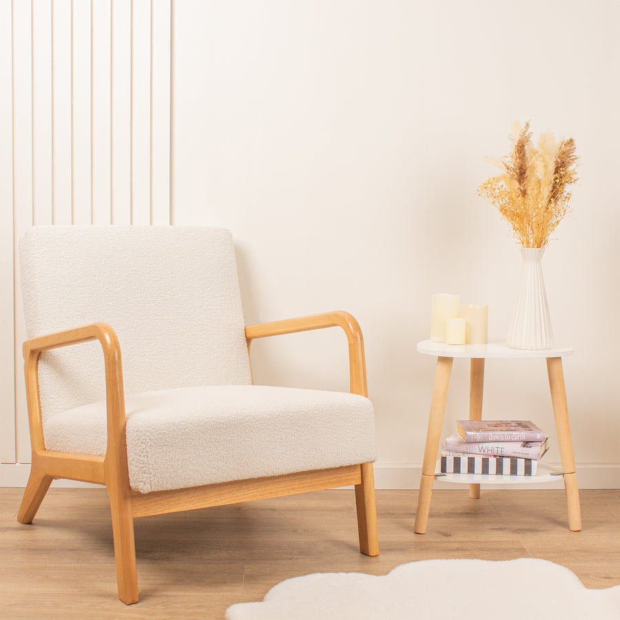 Scottish Everlastings Artificial Cream Boucle Chair (Curved Arms) - main product image