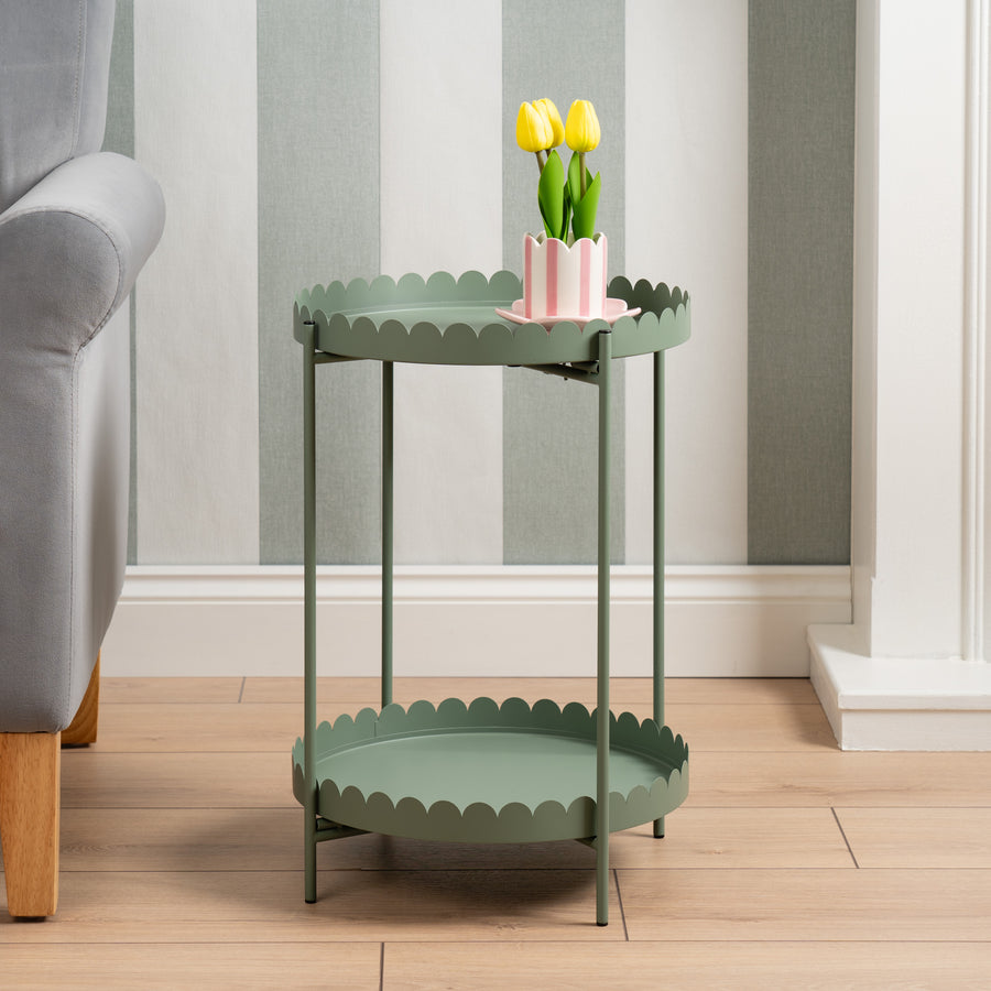 Scottish Everlastings Artificial Green Round Scallop Table - main product image
