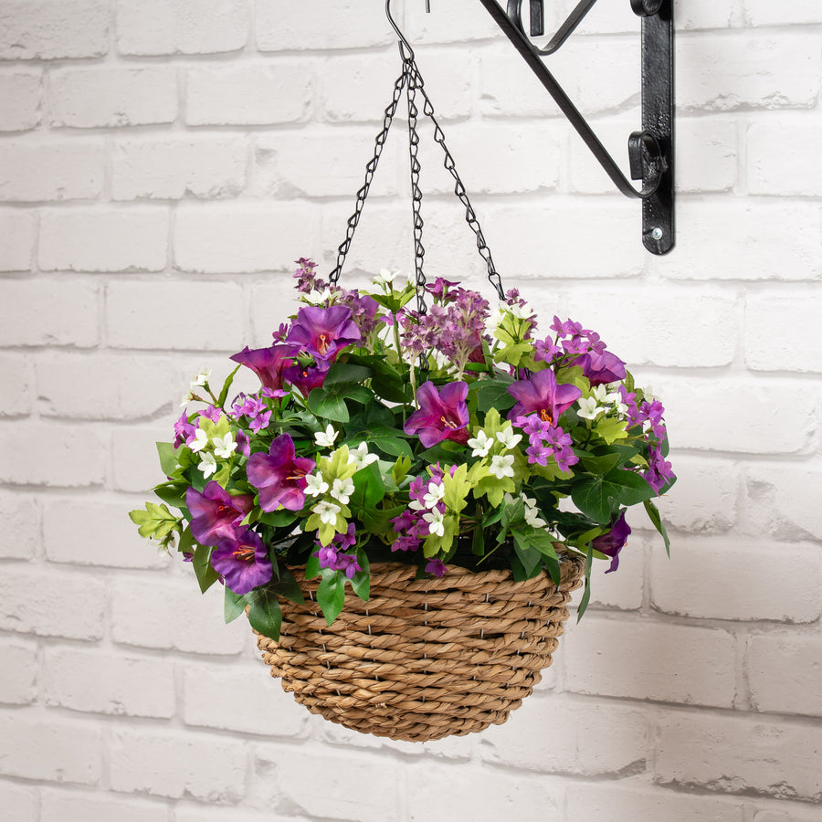 Scottish Everlastings Artificial 58cm Petunia & Star Flower Hanging Basket - main product image