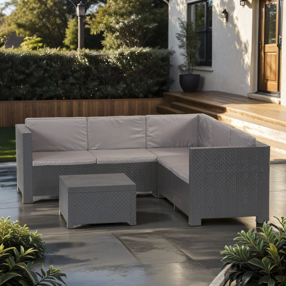 Oasis Corner Sofa Grafito Set 5 Seat Rattan with Coffee Table - main product image