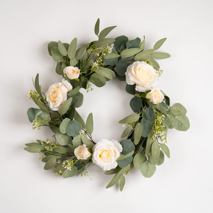 Scottish Everlastings 40cm Artificial Eucalyptus And Rose Wreath - main product image
