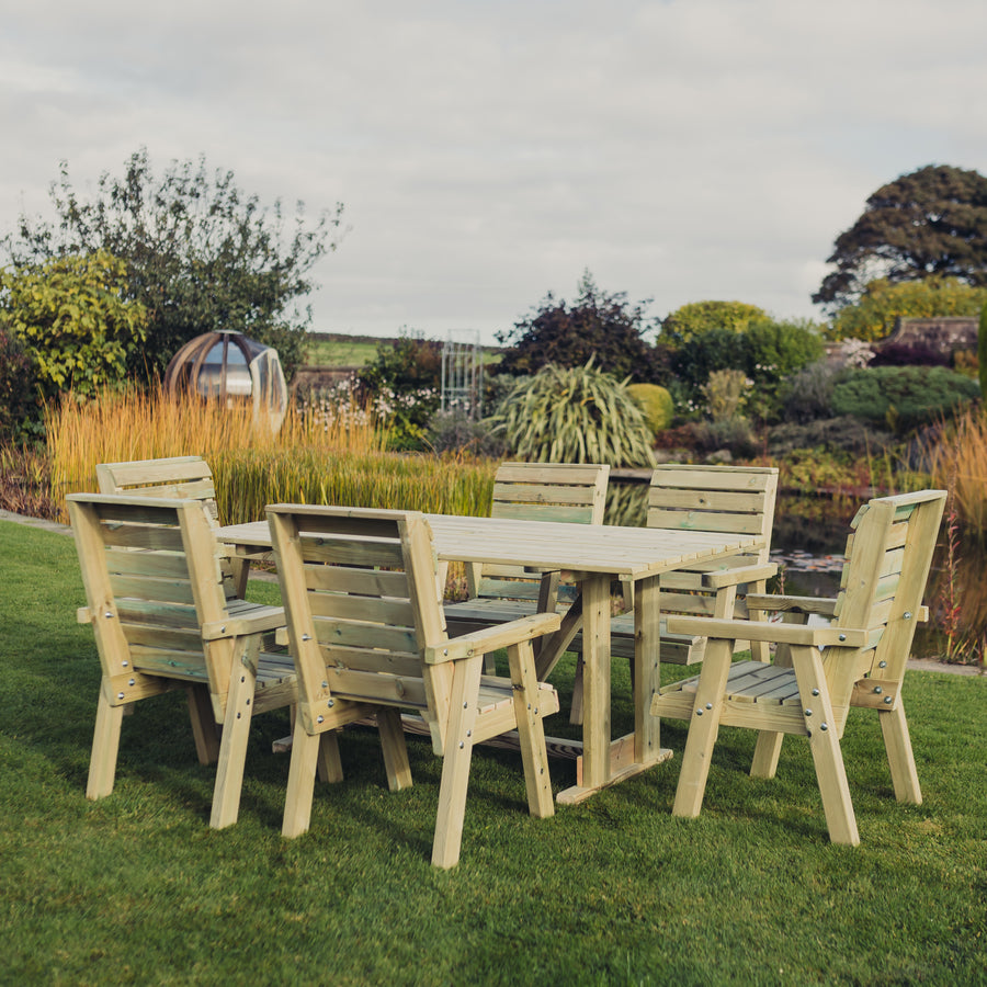 Churnet Valley 6 Seat Clover Garden Patio Dining Set - main product image