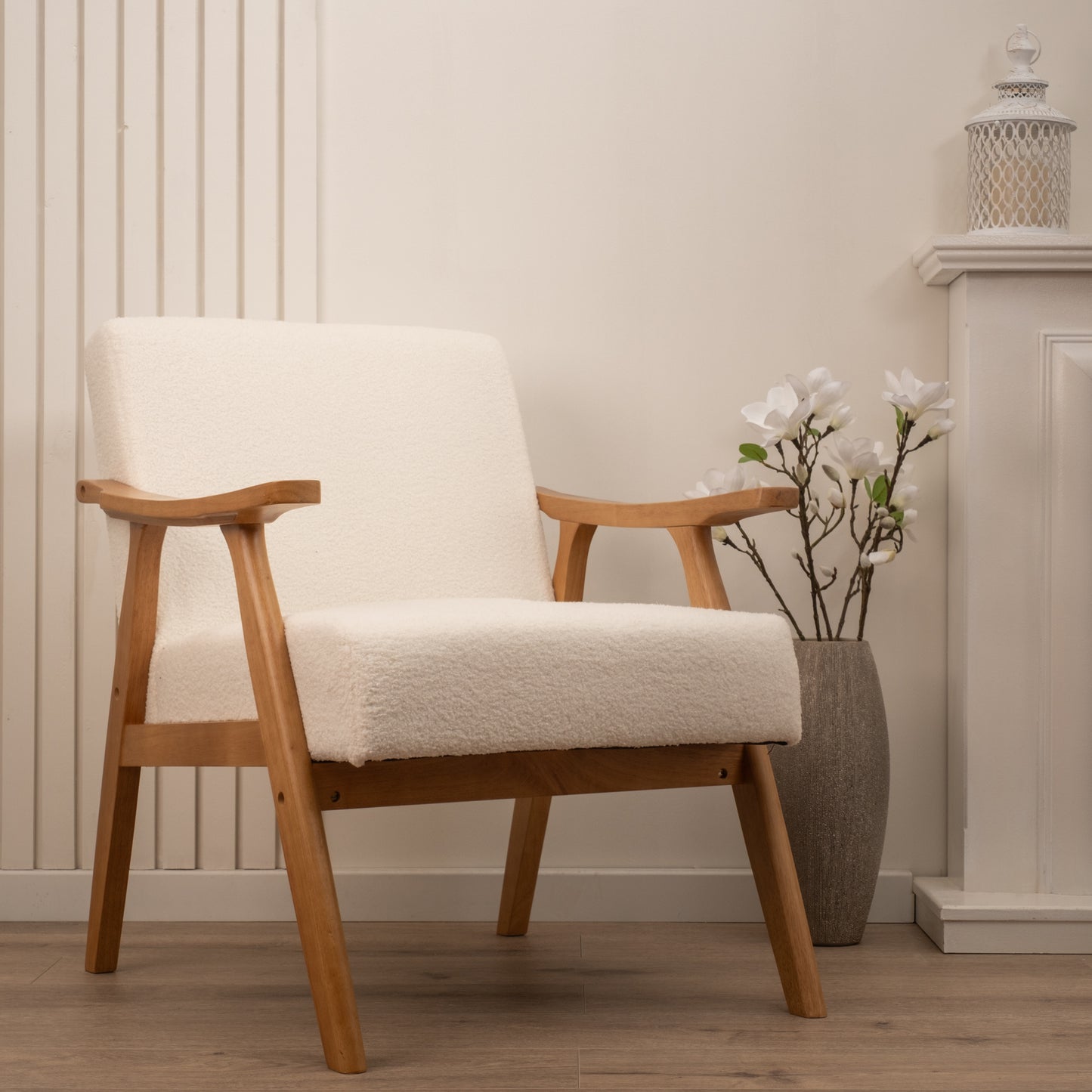 Scottish Everlastings Cream Boucle Chair (Flat Arms) - main product image