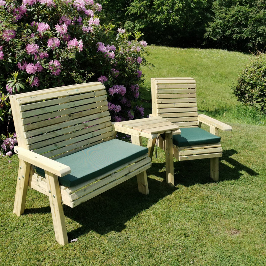 Churnet Valley Wooden Companion Bench & Chair Set - main product image