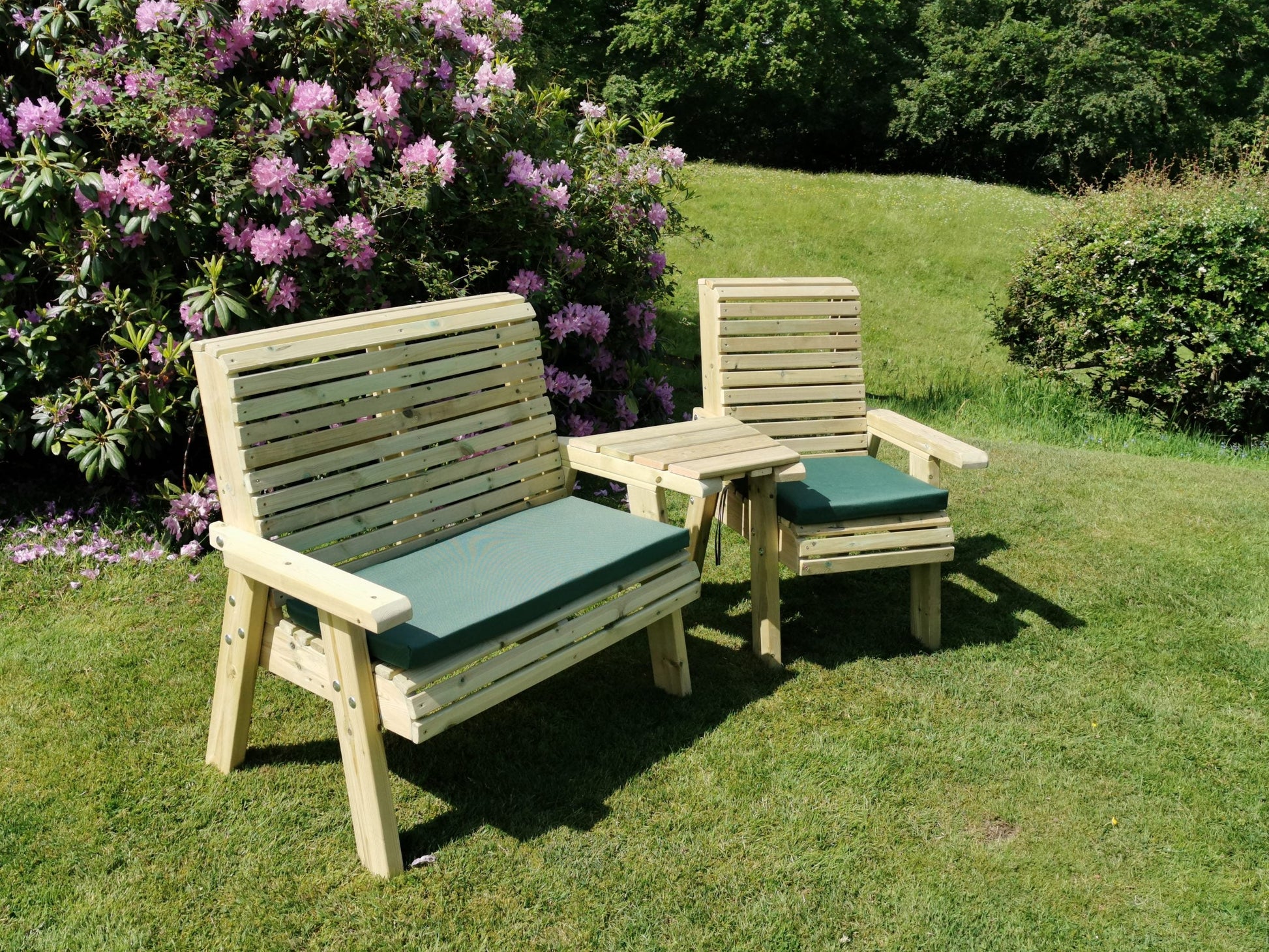 Churnet Valley Wooden Companion Bench & Chair Set - main product image