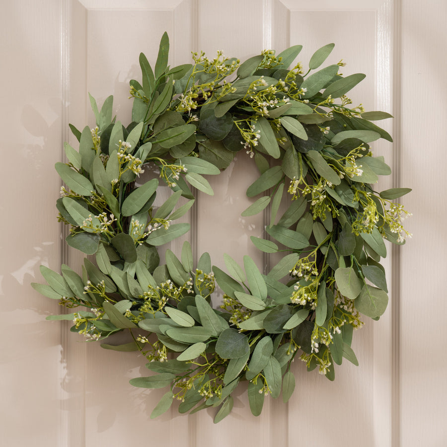 Scottish Everlastings 50cm Premium Artificial Eucalyptus & Gypsophila Wreath - main product image