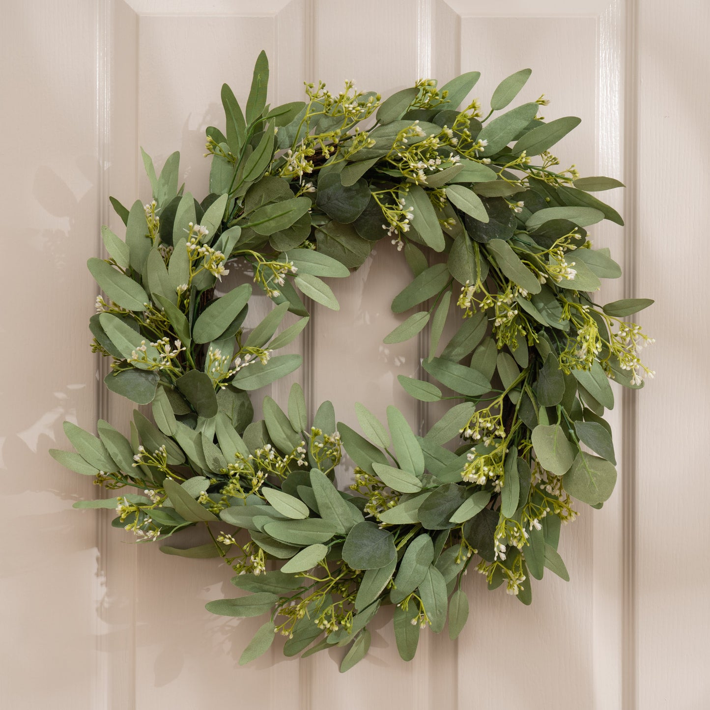 Scottish Everlastings 50cm Premium Artificial Eucalyptus & Gypsophila Wreath - main product image