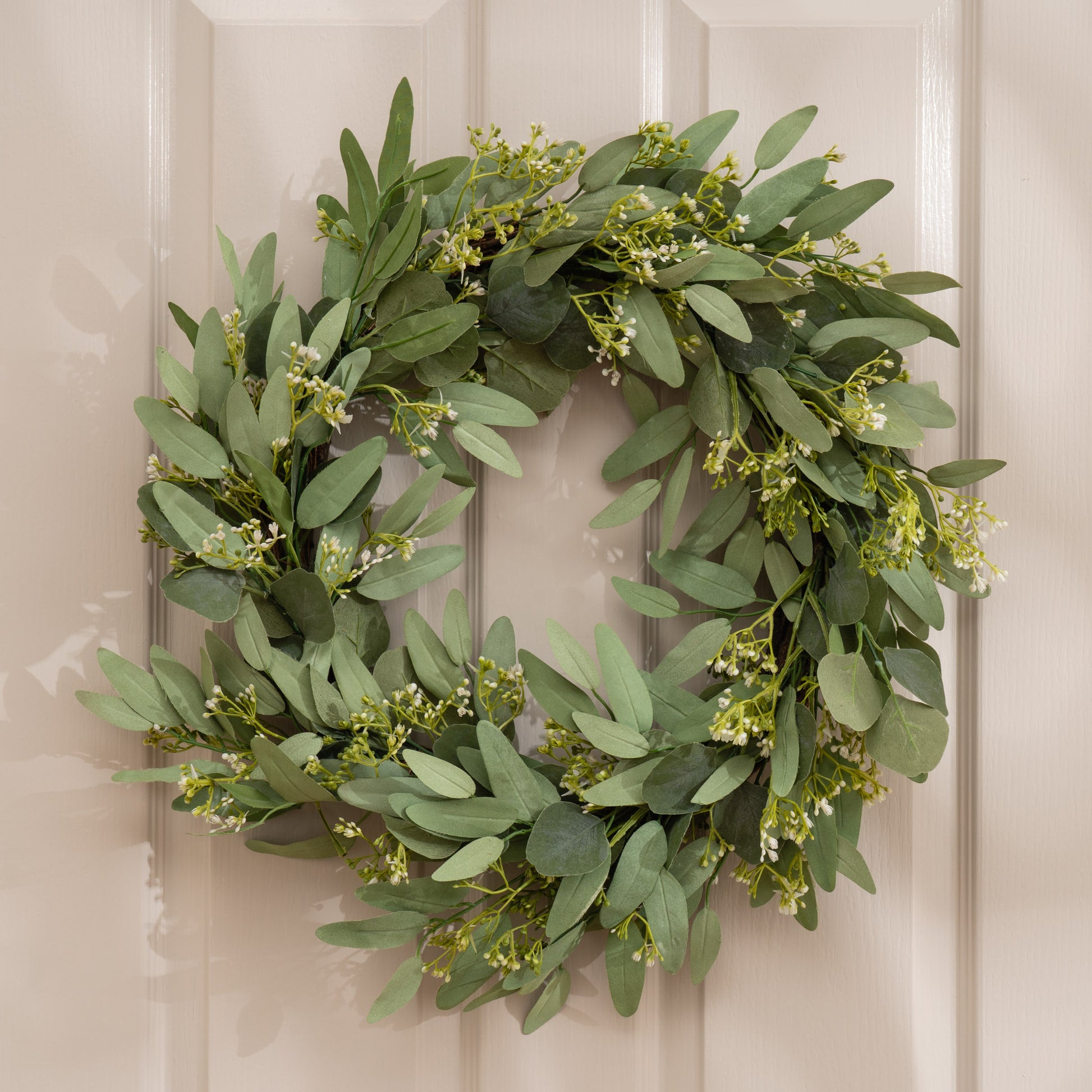 Scottish Everlastings 50cm Premium Artificial Eucalyptus & Gypsophila Wreath - main product image