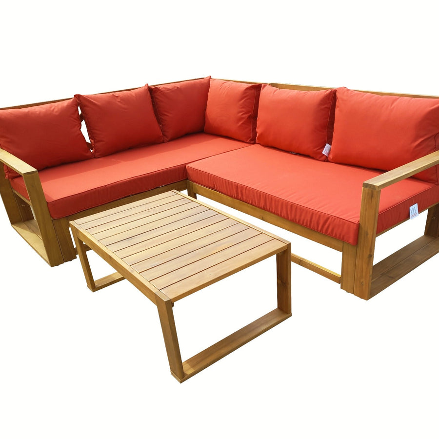 SunTime Ayres Rock Acacia Wood Corner Sofa Set - main product image