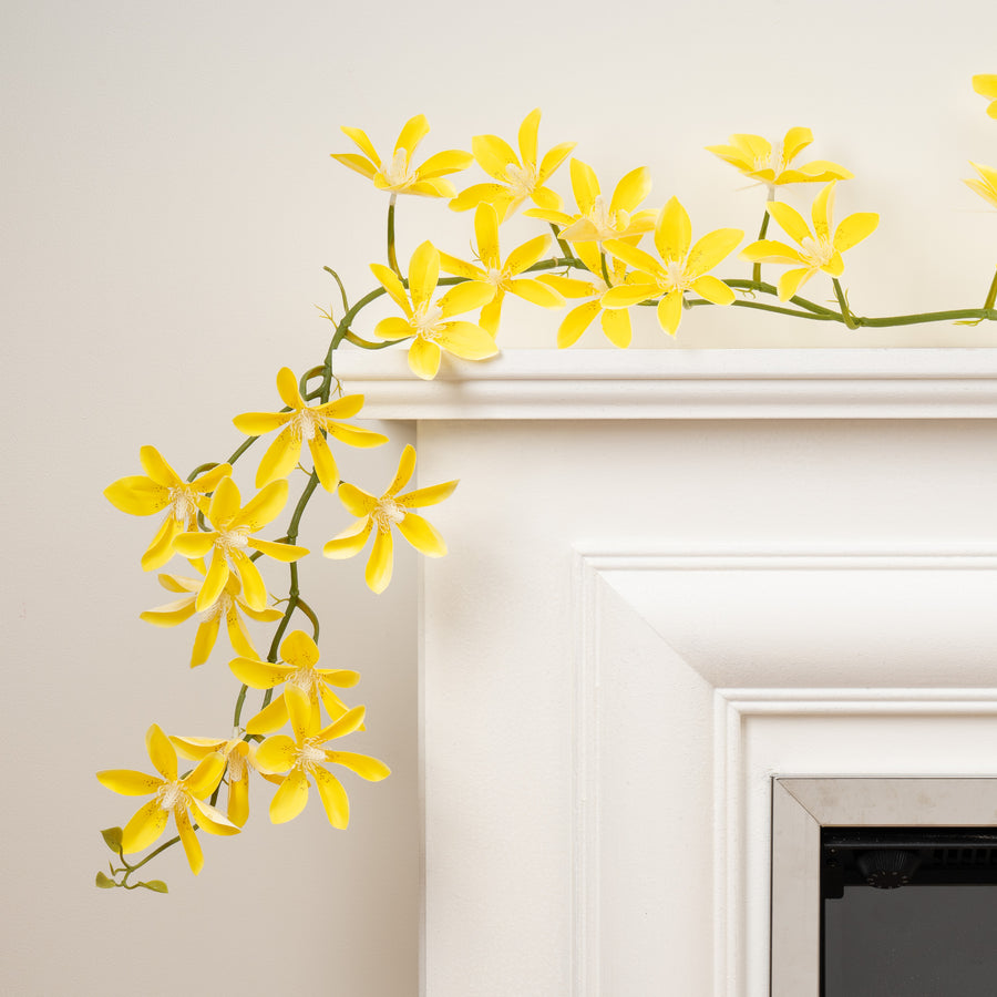 Scottish Everlastings 115cm Artificial Magnolia Yellow Star Flower Garland - Pack of 2 - main product image