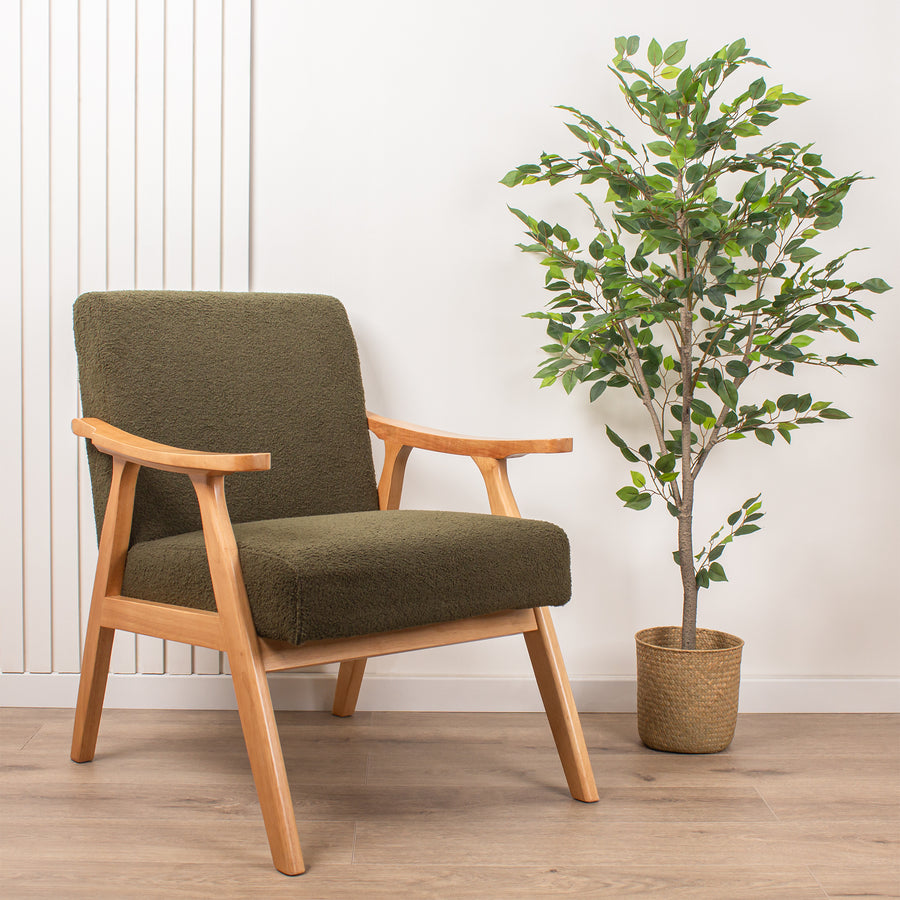 Scottish Everlastings Artificial Green Boucle Chair (Flat Arms) - main product image