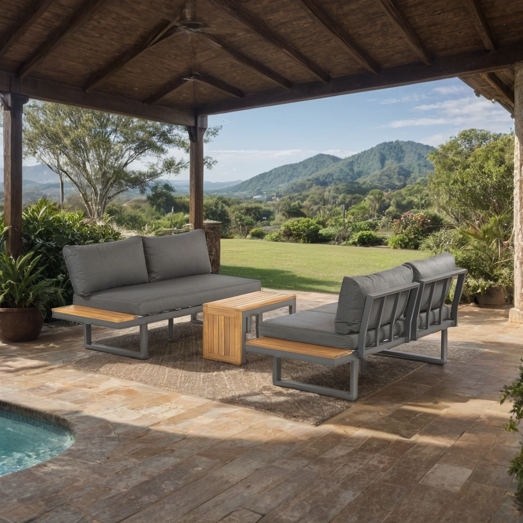 Turin Corner Sofa Collection Adjustable Outdoor Set Day Bed with Coffee Table - main product image