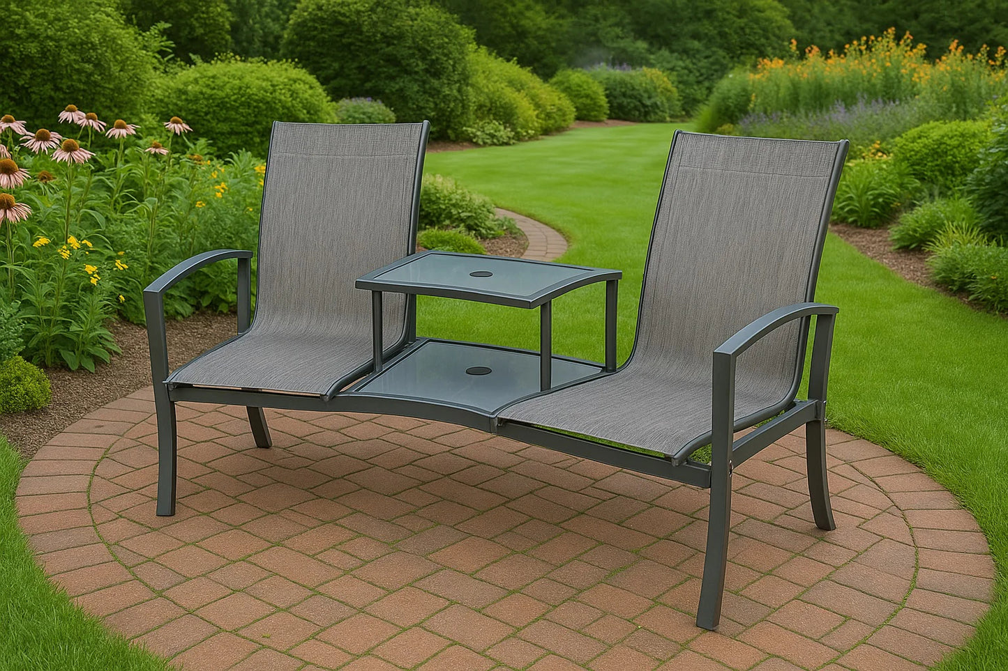 Suntime Adrano Steel Duo Garden Seat - main product image