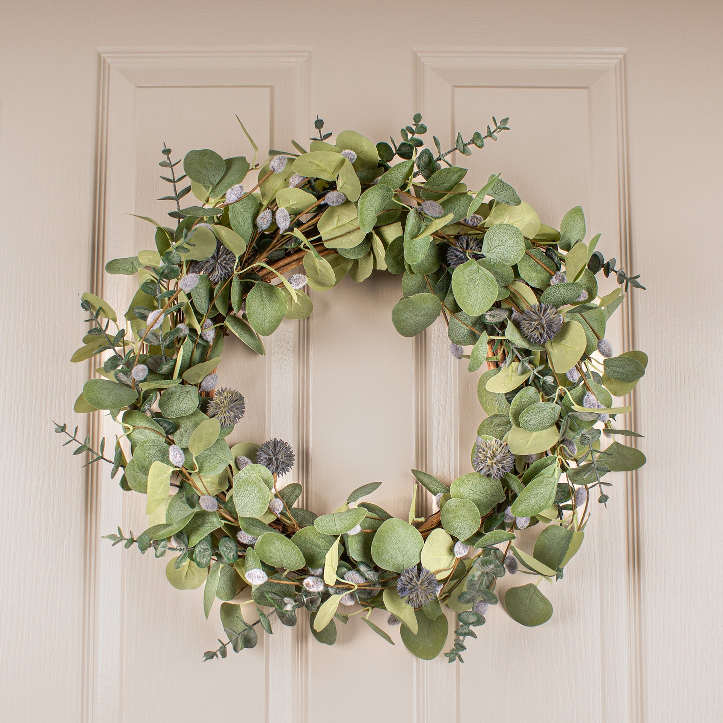 Scottish Everlastings Artificial 52Cm Eucalyptus & PussyWillow Wreath - main product image