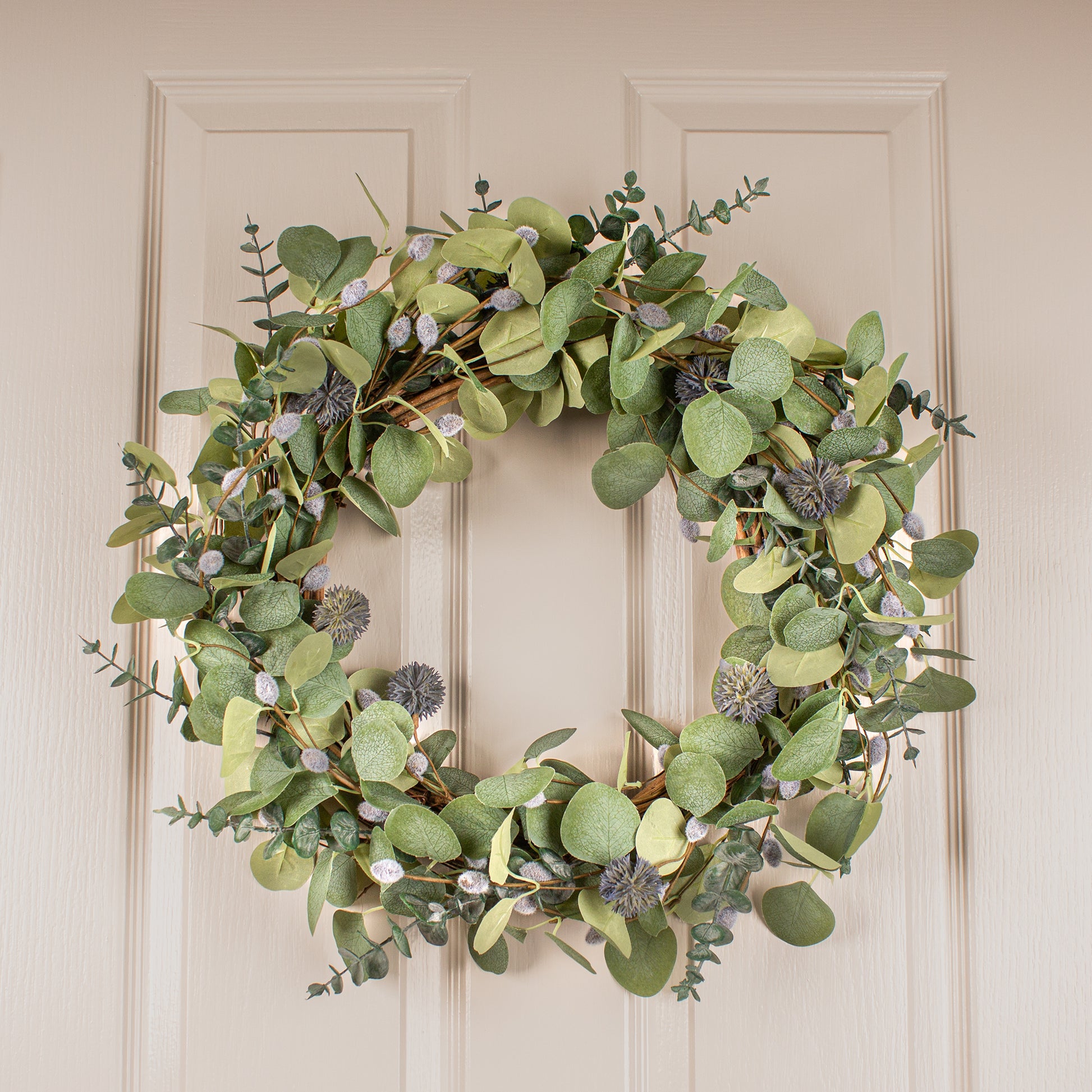 Scottish Everlastings Artificial 52Cm Eucalyptus & PussyWillow Wreath - main product image