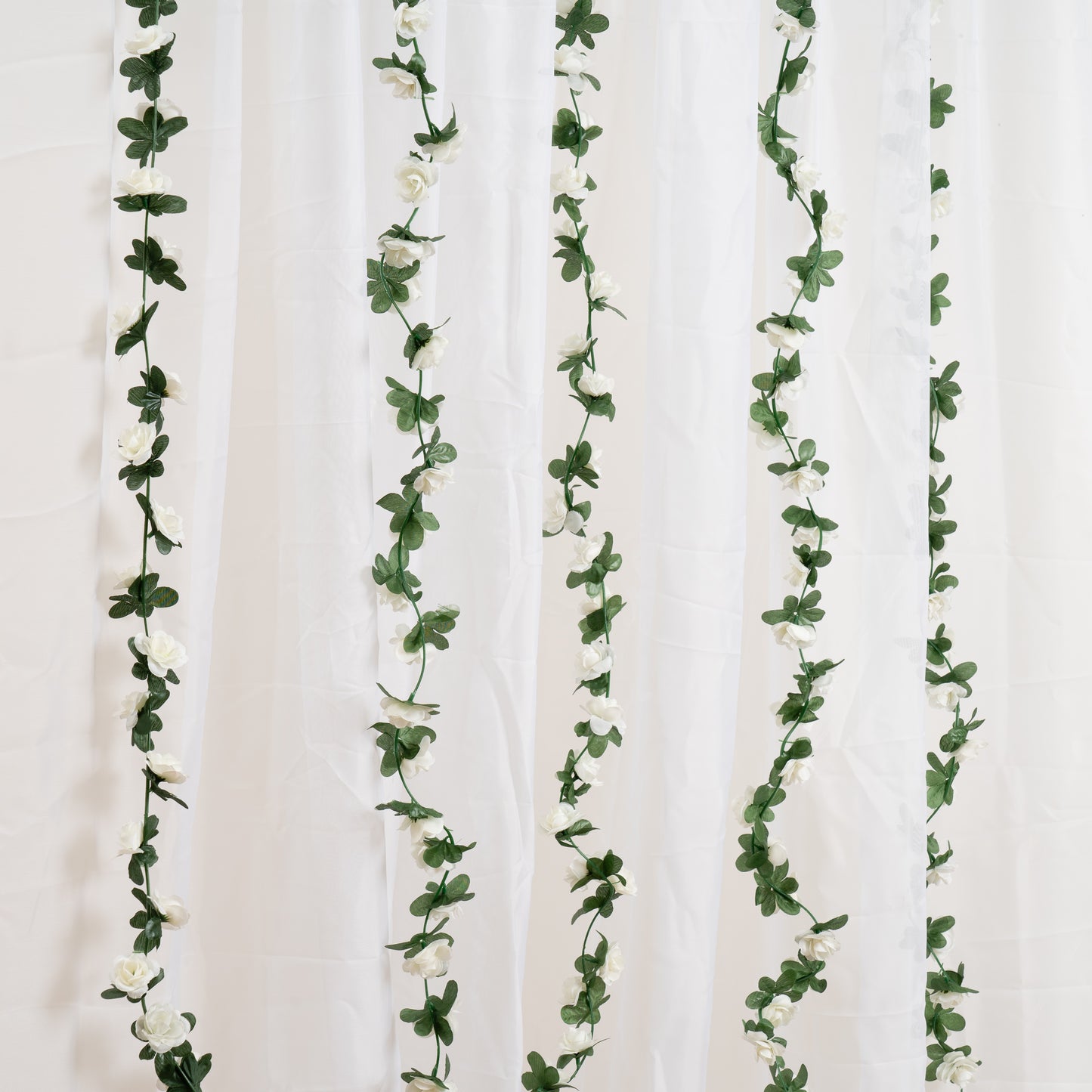 Scottish Everlastings 180cm Artificial White Mini Rose Garland - Pack of 6 - main product image