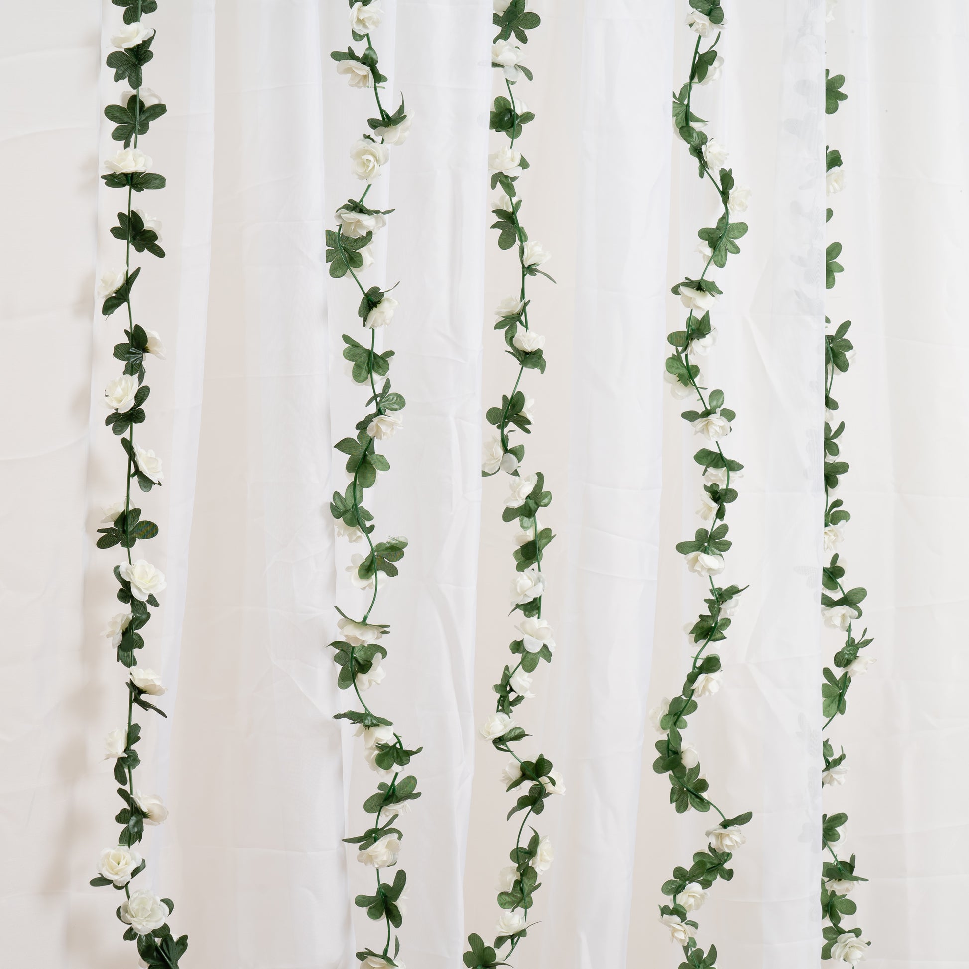 Scottish Everlastings 180cm Artificial White Mini Rose Garland - Pack of 6 - main product image