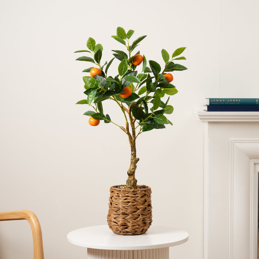 Scottish Everlastings Artificial 76cm Orange Tree In Woven Basket - main product image