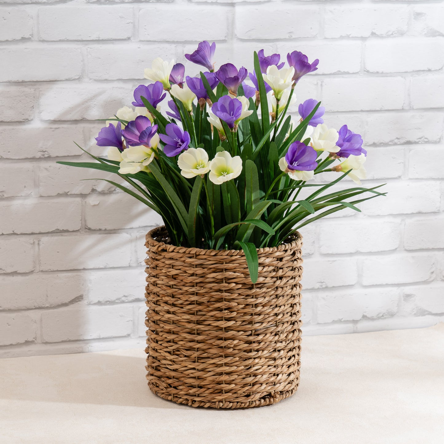 Scottish Everlastings Artificial 58cm Crocus in Seagrass Basket - main product image
